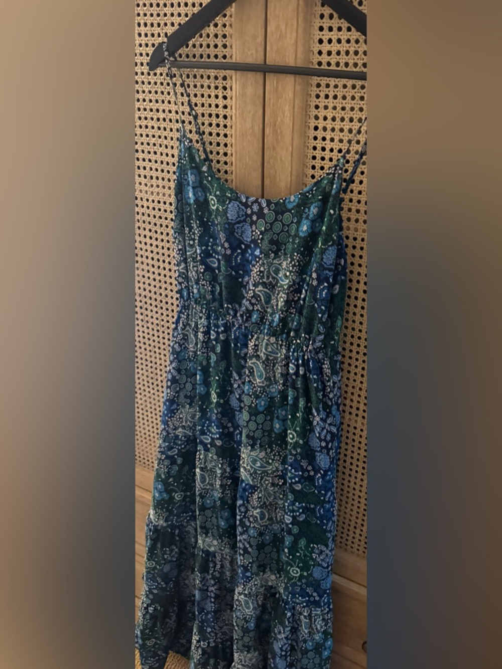 SALE Michael Kors Sleeveless Navy and Green Paisley Maxi Dress
